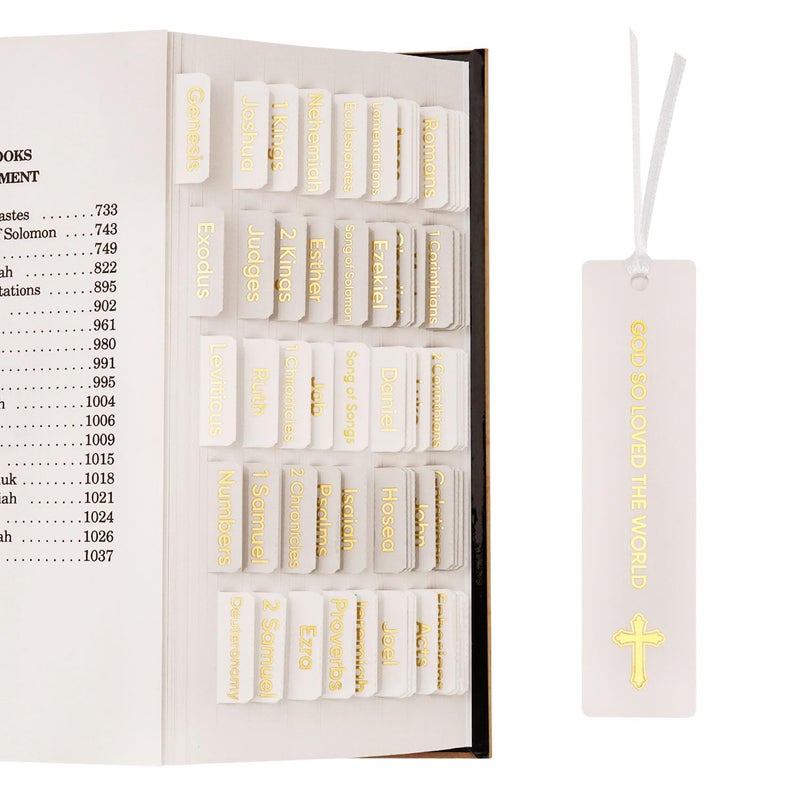 Morjor Bible Tabs for Women and Men  Light Theme  75 Large Print Bible Tabs & 1 Bookmark  Laminated Bible Book Tabs for Study Bible  Easy Navigation  Easy-to-Read Sans Serif Type - Image 1